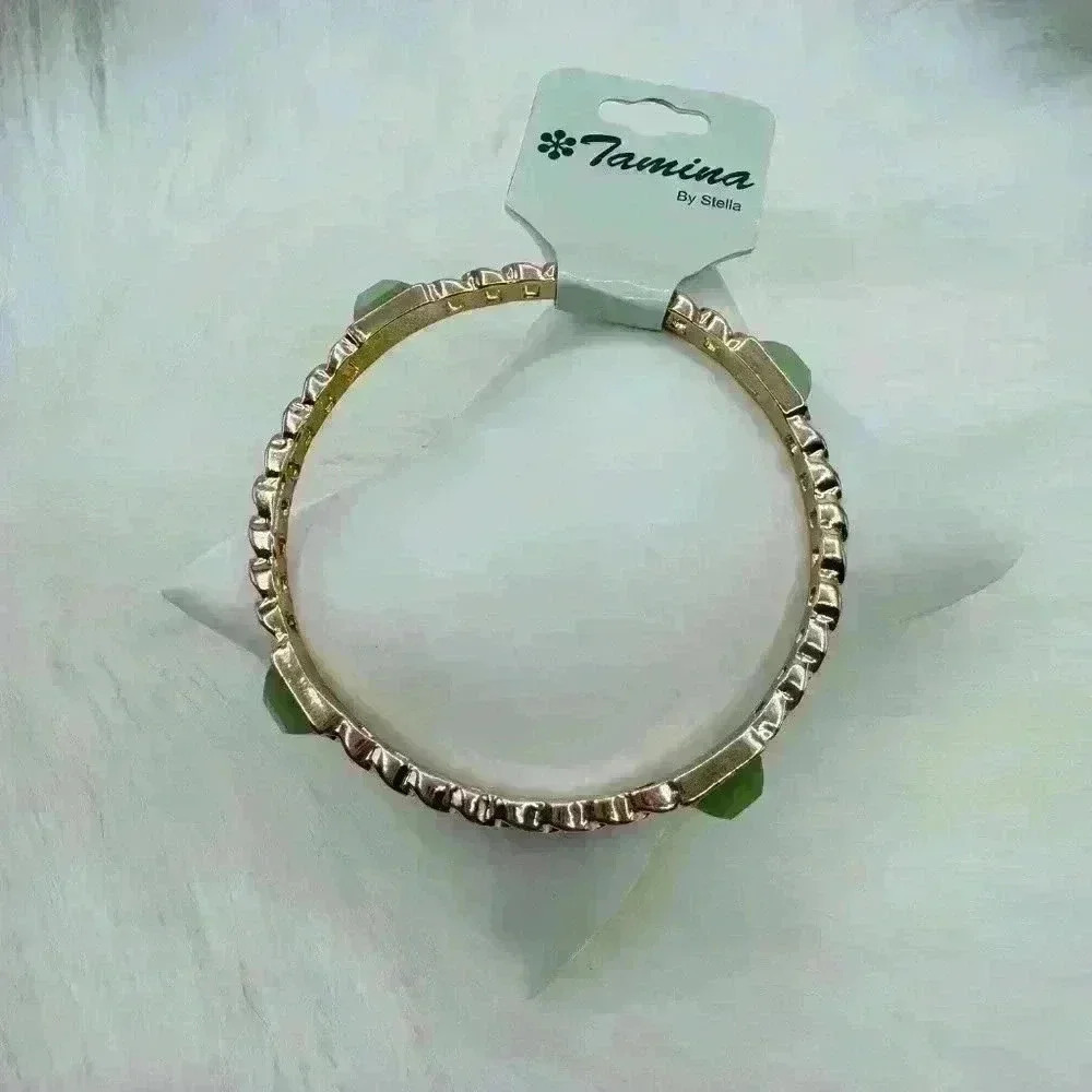 The Green and Gold Bangle Bracelet - Picture 2 of 6